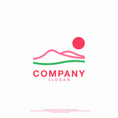 Line art Mountain Logo Design