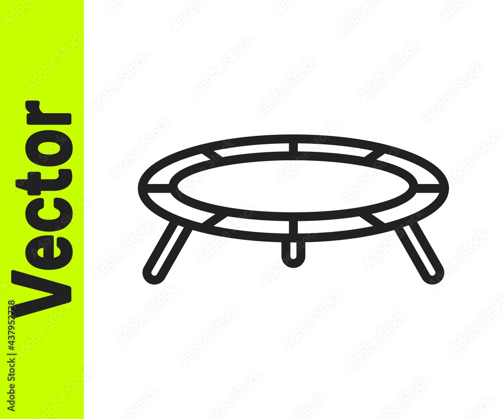 Canvas Prints black line jumping trampoline icon isolated on white background. vector