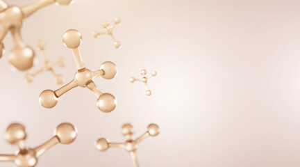 molecule background, concept skin care cosmetics solution. 3d rendering.