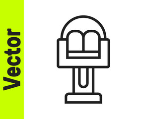 Black line Attraction carousel icon isolated on white background. Amusement park. Childrens entertainment playground, recreation park. Vector