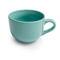 Blue wide mug isolated on white have a gift for valentines day.