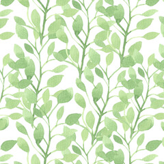 pattern of big green leaves on a white background