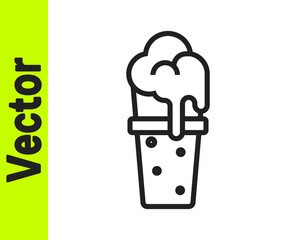 Black line Glass of beer icon isolated on white background. Vector