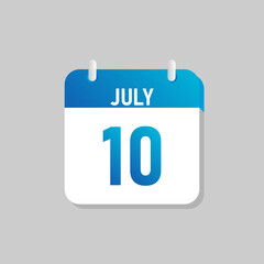 White daily calendar Icon July in a Flat Design style. Easy to edit Isolated vector Illustration.
