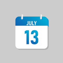 White daily calendar Icon July in a Flat Design style. Easy to edit Isolated vector Illustration.