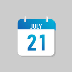 White daily calendar Icon July in a Flat Design style. Easy to edit Isolated vector Illustration.