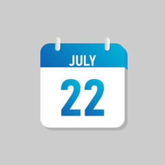 White daily calendar Icon July in a Flat Design style. Easy to edit Isolated vector Illustration.