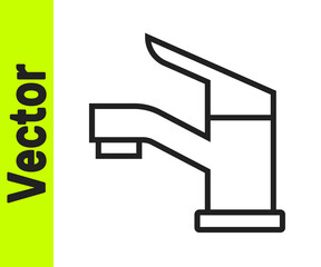 Black line Water tap icon isolated on white background. Vector