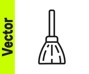 Black line Handle broom icon isolated on white background. Cleaning service concept. Vector