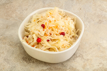Sauerkraut with cranberry in the bowl
