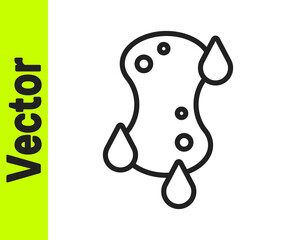 Black line Sponge icon isolated on white background. Wisp of bast for washing dishes. Cleaning service logo. Vector