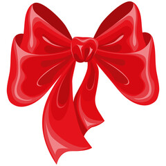 Red silk bow, isolated. Vector.