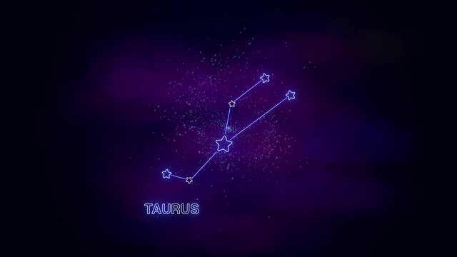 taurus zodiac stars map sign, neon lights,shiny and glowig stars on cosmic sky,astrology and horoscope concept background wallpaper
