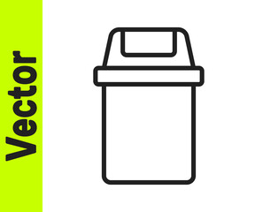 Black line Trash can icon isolated on white background. Garbage bin sign. Recycle basket icon. Office trash icon. Vector