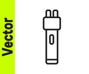 Black line Police electric shocker icon isolated on white background. Shocker for protection. Taser is an electric weapon. Vector