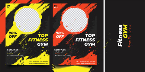 Business fitness gym brush effect flyer design