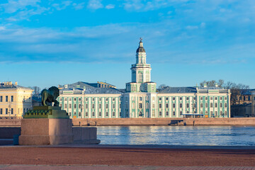 Architecture of Saint Petersburg. Museums of Russia. Kuntskamera on banks of Neva. Kunskamera in...