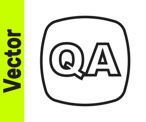 Black line Speech bubbles with Question and Answer icon isolated on white background. Q and A symbol. FAQ sign. Chat speech bubble and chart. Vector