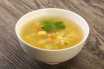 Tasty chicken soup with carrot