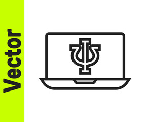 Black line Online psychological counseling distance icon isolated on white background. Psychotherapy, psychological help, psychiatrist online consulting. Vector