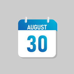 White daily calendar Icon August in a Flat Design style. Easy to edit Isolated vector Illustration.