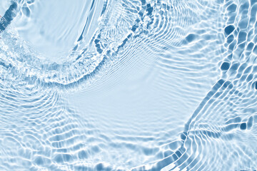 Water spills on a light blue background. Natural sunlight and shade. Beautiful  glare. Summer mood....