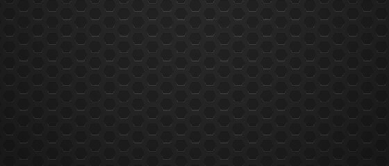 Metal hexagonal black pattern background.