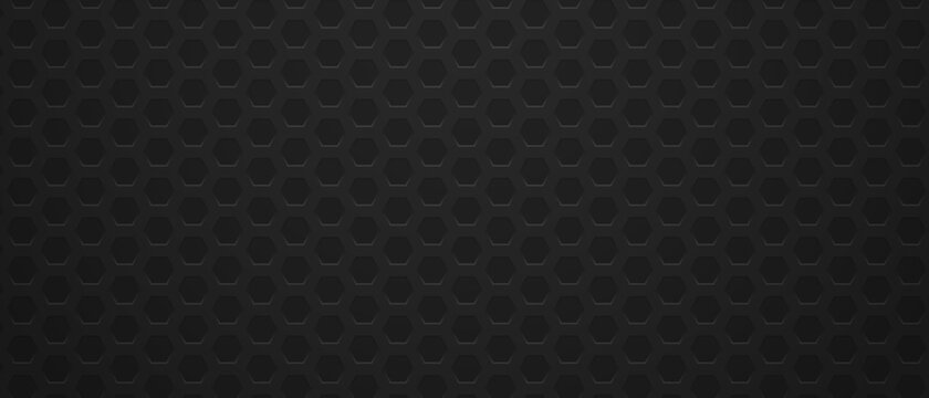 Metal hexagonal black pattern background.
