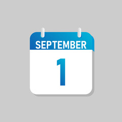 White daily calendar Icon September in a Flat Design style. Easy to edit Isolated vector Illustration.