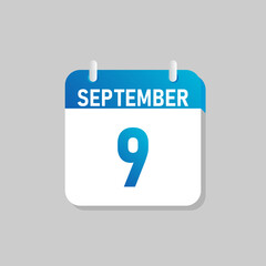 White daily calendar Icon September in a Flat Design style. Easy to edit Isolated vector Illustration.