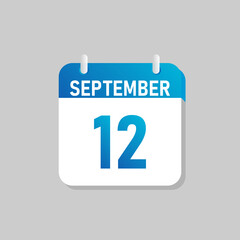 White daily calendar Icon September in a Flat Design style. Easy to edit Isolated vector Illustration.