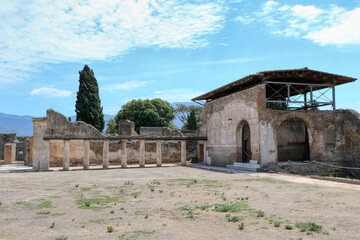 Fototapeta na wymiar Archaeological Park of Pompeii. The Stabian Baths. Campania, Italy