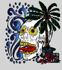 California oceanside beach graphic design vector art