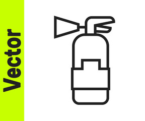 Black line Fire extinguisher icon isolated on white background. Vector