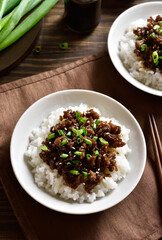 Korean ground beef and rice bowls
