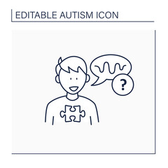 Neurodevelopmental disorder line icon. Abnormal voice tone. Atypical speech.Odd rhythm or pitch . Autism spectrum disorder concept.Isolated vector illustration.Editable stroke