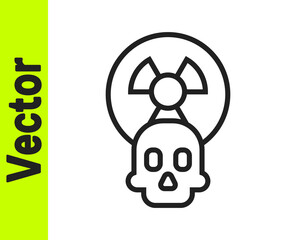 Black line Radioactive icon isolated on white background. Radioactive toxic symbol. Radiation hazard sign. Vector