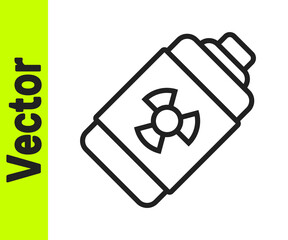 Black line Nuclear energy battery icon isolated on white background. Vector