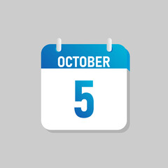 White daily calendar Icon October in a Flat Design style. Easy to edit Isolated vector Illustration.