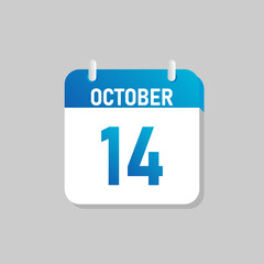 White daily calendar Icon October in a Flat Design style. Easy to edit Isolated vector Illustration.