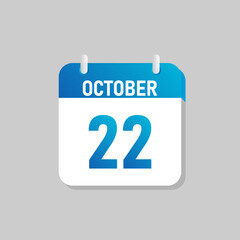 White daily calendar Icon October in a Flat Design style. Easy to edit Isolated vector Illustration.