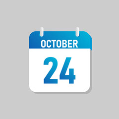 White daily calendar Icon October in a Flat Design style. Easy to edit Isolated vector Illustration.