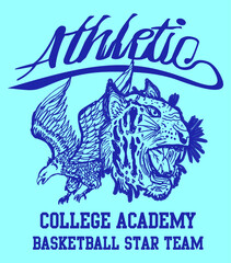 Athletic college tiger and eagle graphic design