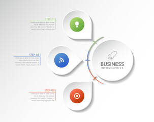 Fototapeta na wymiar Vector illustration infographics design template, business information, presentation chart, with 3 options or steps. 