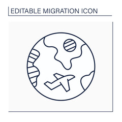 Diaspora line icon. Ethnic community that permanently resides outside of its homeland. Migration concept. Isolated vector illustration. Editable stroke