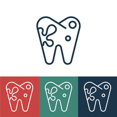 Line icon tooth with caries