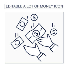 Fototapeta premium Money line icon. Attracting money. Jackpot. Saving cash. Business. Wealth concept. Isolated vector illustration.Editable stroke