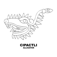 Vector icon with Glyph from Aztec calendar Tonalpohualli. Calendar day symbol Cipactli