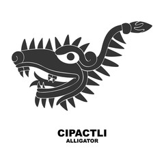 Vector icon with Glyph from Aztec calendar Tonalpohualli. Calendar day symbol Cipactli
