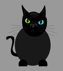 sitting colorful eyed cat vector art